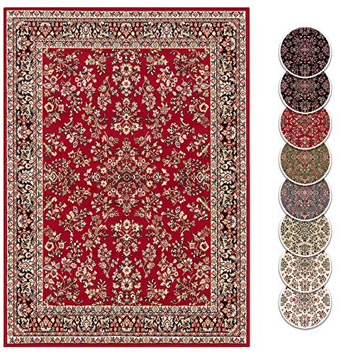 Hanse Home Design Kurzflor Wohnzimmerteppich Orient - Zabul Perser Look, Orientalischer Teppich für Esszimmer, Wohnzimmer, Schlafzimmer - Rot, 80x150 cm