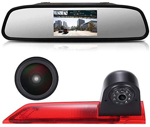 Dynavsal F7213DJT + HSJ ge 4.3'' Rückspiegel Monitor + 1280 * 720 Pixel 1000TV Linien HD Nachtsicht Bremsleuchte Rückfahrkamera für Ford Transit Custom 2012-2016 Van