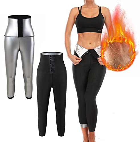 Maritown, Pantalon de Sudation Femmes, Legging de Sport à Taille Haute Noir pour Accélérer Transpiration, Lifting fesses, Obtenir Ventre Plat Anti Cellulite pour Minceur Fitness Jogging Yoga, S/M