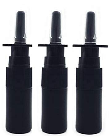 CMJ 3 x 5 ml de plástico negro aerosol nasal vacío botella rellenable fina niebla bronceado spray Reino Unido vendedor
