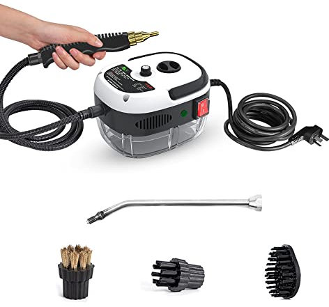 LUCHONG 2500W Portable Handheld Steam Cleaner High Temperature Pressurized Steam Cleaning Machine with Brush Heads for Kitchen Furniture Bathroom Car