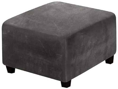 Sitzwürfel Bezug 33-45cm/62-76cm/80-100cm Bezug für Hocker Quadratisch Samt Ottomane Schonbezug Stretch Square Ottoman Covers waschbar Fußhocker ​hocker Husse ( Color : Dunkelgrau , Size : 33-45cm )