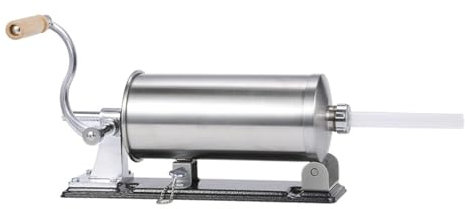 Sausage Stuffer 6 LBS/ 3 KG Stainless Steel Sausage Meat Stuffer Horizontal Sausage Maker Homemade Kitchen Meat Sausage Maker (Capacity : 6 lbs, Color : 4 Plastic Nozzles)