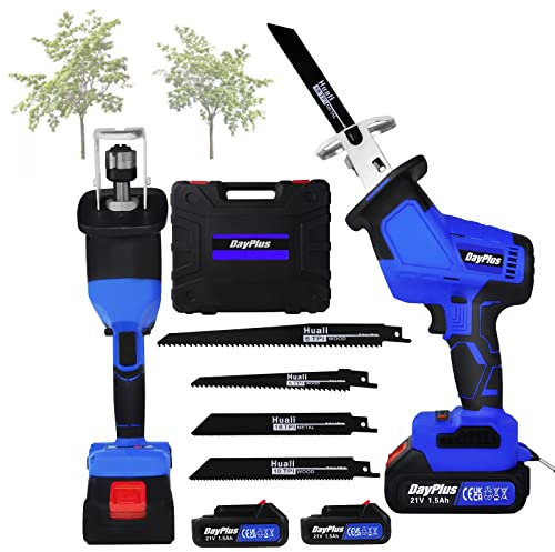Cordless Reciprocating Saw with 1900 RPM Variable Speed for Wood Cutting and Tree Trimming, Multi-Material Cutting Scorpion Saw Electric Wood Saw, Quick Blade Change, 2X 1500mAh Batteries