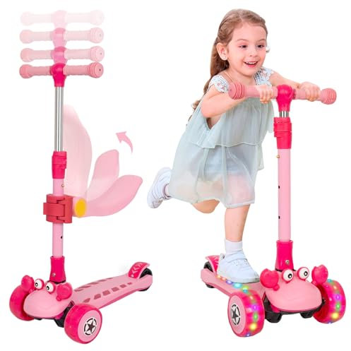 Kinder Roller Scooter mit Abnehmbarem Sitz, 3 Leichten Rädern, Verstellbarem Lenker, 2-in-1-Sitz- und Steh-Tretroller für Kleinkinder, Jungen und Mädchen ab 3 Jahren