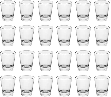 BTGLLAS Heavy Base Shot Glasses, 1.5 oz Sets of Clear Shot Glass (24 Pack), Measuring Cup for Espresso, Liquid, and Wine - Heavy Glass (Glass, 24Pack)
