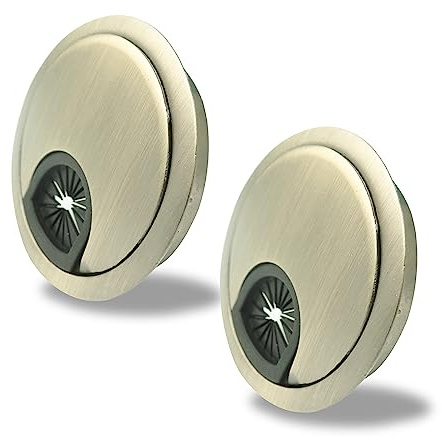 SyiXute 2 Stück Kabeldurchführung,Kabeldurchführung Schreibtisch,60 mm Kabeldose Tischdurchführung,Zinklegierung Material für Tisch Büro Arbeitsplatten - Bronze