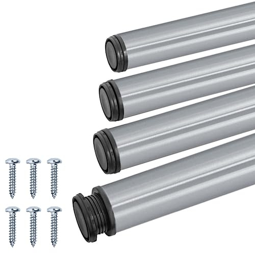 Gedotec Tischbeine Edelstahl Optik Eco D 60 mm [EXTREM STABIL] 4 Stück Tischfüße I Höhenverstellbar Höhe 710 mm + 30 mm inkl. Befestigungsmaterial I Tischfuss Metall I Table Legs