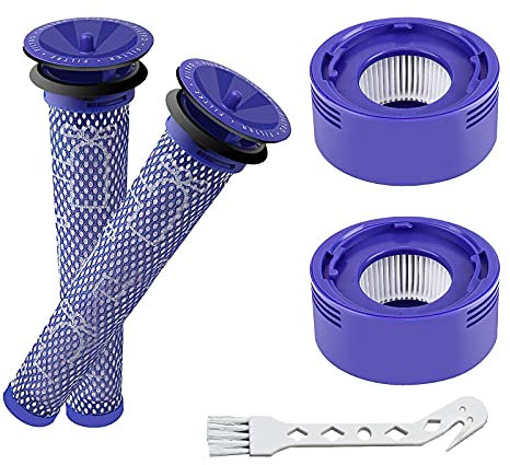 V8 Filtro per Dyson, Filtro Ricambi per Dyson V7 V8 Aspirapolvere Absolute Animal Motorhead, 2 Pre-Filtro & 2 HEAP Post-Filtri, Ricambio per Parte # DY-96566101, 96747801