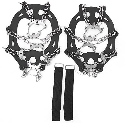 Paar Geschweißte Steigeisen aus Edelstahl Mit 19 Zähnen, Skispikes Zum Klettern Im Freien, Schnee- Und Eissteigeisen Mit Elastischem Bungee-Seil, Tragbare Steigeisen, Geeignet Zum Klettern Im(XL)