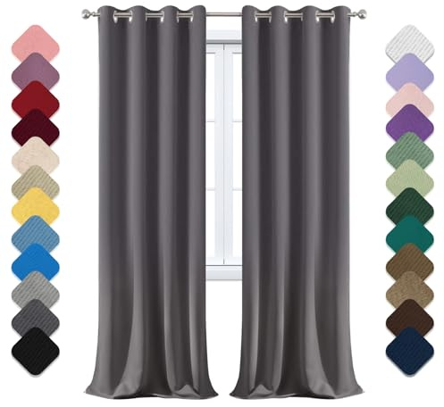 VerdunklungsvorhäNge 1er Set, H220 x B120cm Thermo VorhäNge Gegen KäLte Und Hitze mit öSen, Raumteiler Vorhang, VorhäNge Blickdicht, LäRmschutzvorhang, für alle Fenster und Jahreszeiten Dunkelgrau