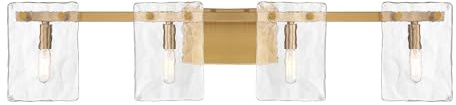 Savoy House 8-8204-4-322 Genry Coastal Farmhouse Handmade Water Glass Bathroom Vanity Light, 4-Light 240 Total Watts, 8 H x 35 W, Warm Brass