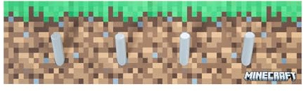 Minecraft: Coat Rack - Wooden, Wall Mounting, 4 Peg Hooks, Bag & Accessory Hanging, Pixel Grass Block Design, Game Theme Decor, 17.7 x 4.8, Licensed
