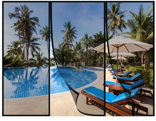 Magnet Fliegengitter Balkontür,185x205cm Moskitonetze für Türen,Magnet Fliegengitter Tür Insektenschutz,Fliegengitter Vorhang Magnetvorhang,Schwarz