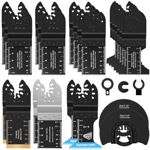 27pcs Multi Tool Blades Set, Universal Oscillating Saw Blades Set, Multi Tool Accessories, Compatible with Fein Multimaster, Ryobi, Milwaukee, Bosch, Dremel, Rockwell, Makita