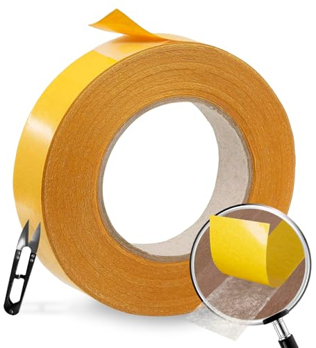 Adhesivo doble cara extrafuerte | adhesivo doble cara, 15 mm x 50 m L | Cinta doble cara para pegar | tiras adhesivas para colgar cuadros | cinta doble cara fina | Fácil de manipular | no mas clavos .
