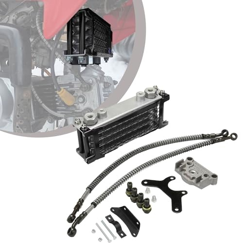 Runfarr Motorcycle Engine Oil Cooler,Oil Cooler Cooling Radiator Kit for 70cc 110cc 125cc 140cc Engine Motorbike Pit Bike Dirt Bike-Black