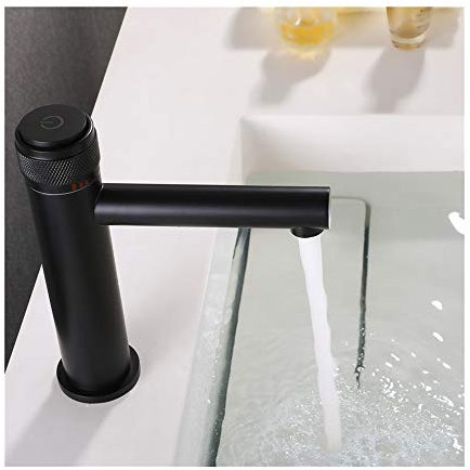 Kreativer Waschbeckenhahn Mit Heißem Und Kaltem Wasser, Messing, An Deck Montierter Badezimmerhahn, Einhebel-Einloch-Waschtischhahn Mit Druckknopfschalter Für Hotel, Villa, Schwarz
