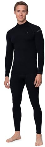 DANISH ENDURANCE Merino Thermo-Unterwäsche Set für Extreme Kälte, Winter & Ski Unterwäsche, für Herren, Schwarz, L