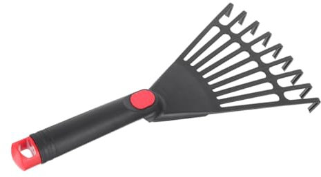 Housoutil Kleiner Gartenrechen aus Kunststoff mit Griff Starker und Robuster Laubbesen für Gartenarbeit und Blumenbeet Tragbares Gartengerät Schwarz