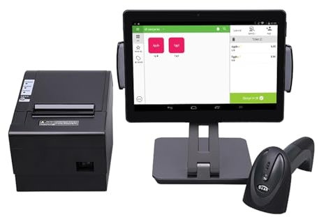 Registrierkasse, 10-Zoll-System Tablet POS Kasse mit 80mm Drucker, Bluetooth Scanner for Einzelhandel, Restaurant,Intelligente Registrierkasse(No Cash Box)