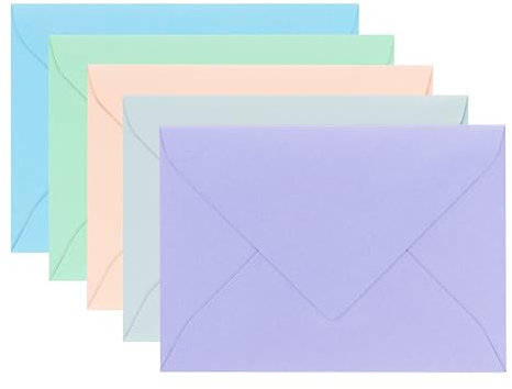 ÖKI Briefumschläge Pastellset | Für Grußkarten, Einladungen, Geburtstagskarten | Blau, Grün, Pfirsich, Grau, Lila | Briefkuvert/Briefhülle | Größe B6 125 x 176mm | 10 Stück