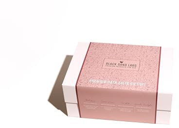 Black Sand Labs Juego de regalo de sales de baño para ella – Mar Muerto, rosa del Himalaya y mezcla de sal de Epsom – Muestra de regalo para mujeres – 4 x 250 g (juego de regalo – Amor floral,