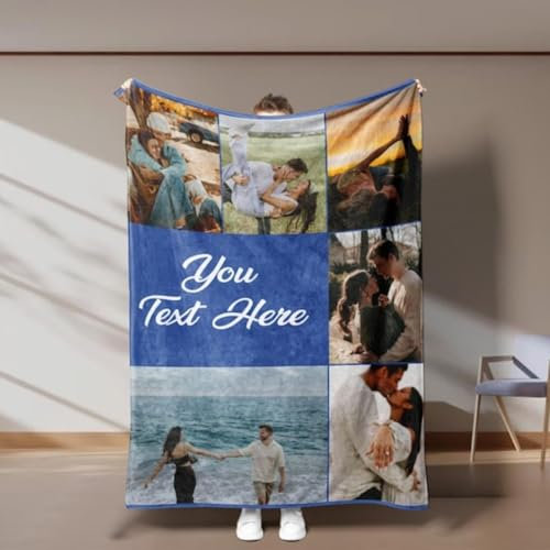PGORSDOR Individuelle Decke mit Bild, Foto-Decken-Collage, personalisierte Flanell-Überwurfdecken für Erwachsene und Kinder, individuelle Decke (130 x 150 cm)