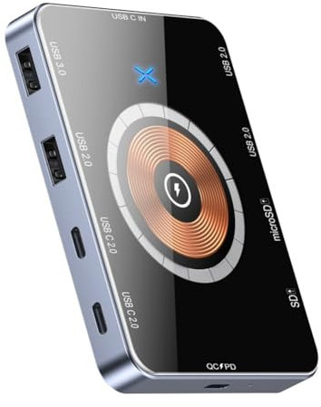 Richeyty Hub USB Tipo C Dock Adaptador Compatible con Carga Inalámbrica USB 3.0 para Teléfonos Laptop PRO