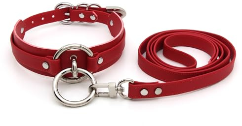 lalatia Damen Halsband O Ring Kunstleder Choker mit Leine
