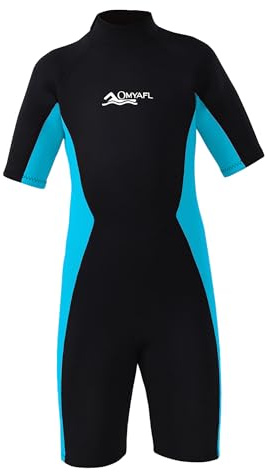 OMYAFL Wetsuit for Kids Boys Girls 2mm Neoprene Wetsuit in Cold Water Swimming and Surfing (Blue, 2)