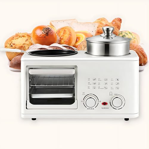 Macchina Per La Colazione 4 In 1, Macchina Per La Colazione Multifunzionale Da 1200 W Con Forno A Doppia Capacità Da 8 Litri E Pentola Da 1 Litro, Stazione Per La Colazione Con Vaporiera E Timer