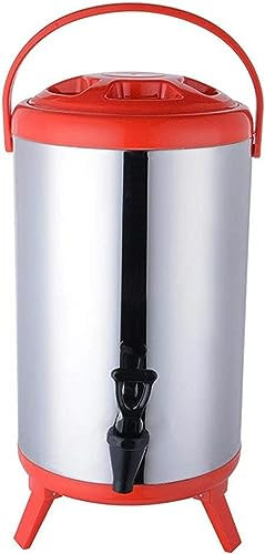 Generico Secchio per Latte in Acciaio Inox, distributore di Bevande Isolato in Acciaio Inox, distributori di Bevande Calde, secchi per tè al Latte isolati o refrigerati con rubinetti/rosso/12L