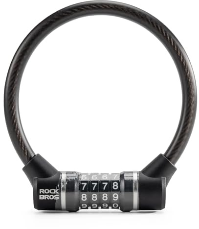 ROCKBROS cykellåskabel med 4 kombinationskoder, vattentäta cykellås med hög säkerhet, för E-Bike mountainbike, utomhus, skidgrind, tillbehör