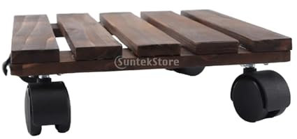 YXINAER Support de Plantes en Bois for jardinière d'intérieur, Chariot Rond et carré for Pot de Fleurs, Chariot à roulettes for extérieur Soucoupe Pot Fleur(Square 35x35cm)