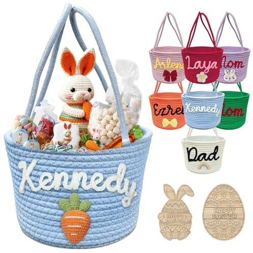Personalisierter Osterkorb mit Namen, individuell gewebte Ostereierkörbe, individuelle Ostereimer, Geschenke für Jungen und Mädchen