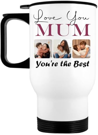 EKAM Personalised Gifts for Mum Mothers Day, Customised Photo Travel Mug Cup, 14oz Stainless Steel Insulated Travel Tea/Coffee Mug - Add Your Photos - Mum Birthday Gifts from Daughter Son