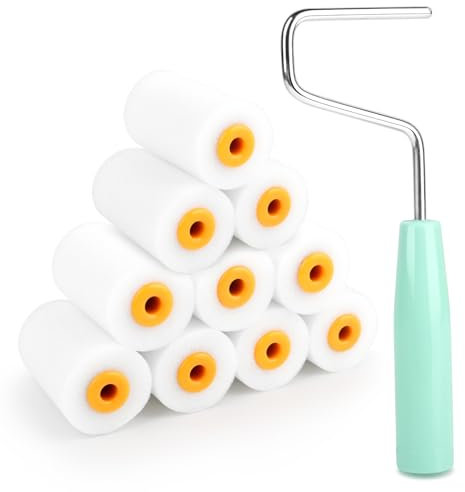 KILDOWS 11 Pièces Rouleau Peinture Kit, 5.7cm Mini Rouleau de Peinture Petit Rouleaux à Peinture en Mousse avec Poignée Kit Peinture Mur Rouleaux de Rechange pour Décoration Murale Plafond