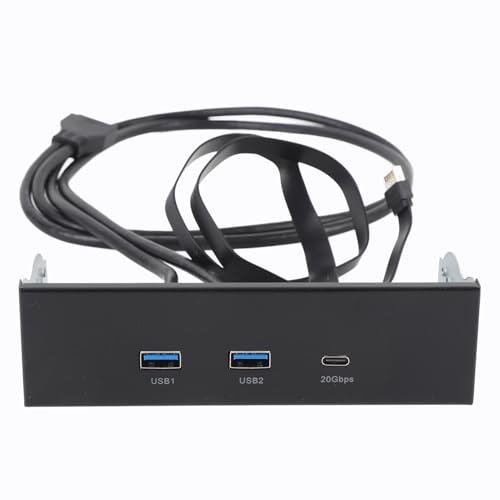 USB 3.2 Front Panel Hub, Optical Drive 5.25-inch Front Panel, 2xUSB A & Type C Ports to Motherboard USB 19Pin Adapter Extension Front Panel for PC Computer