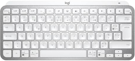 Logitech MX Keys Mini - Kabellose Tastatur, Tasten mit Hintergrundbeleuchtung, Windows, macOS, iPadOS, Android, ChromeOS, Französisch AZERTY-Layout - Pale Gray【Bulk - ohne Verpackung】