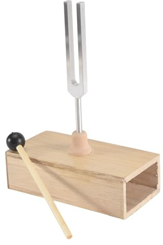 Fozriybefy 432 Hz Stimmgabel Silber & Holzfarbe + Aluminiumlegierung Stimmgabel Zur Klangheilung, Stimmgabelresonanzunterricht, Hörtests, Meditation mit Resonanzkasten.