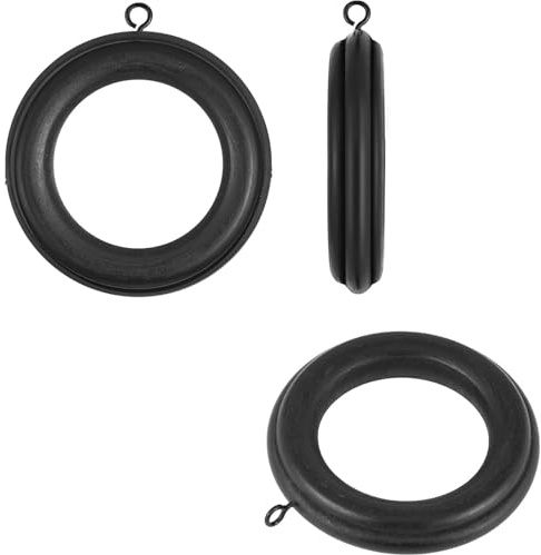 Confezione da 20 anelli in legno per tende da 7,6 cm di diametro esterno in legno di faggio nero, look vintage, per finestre, tende da doccia diametro interno 4,6 cm, per asta per tenda da 3-3,8 cm