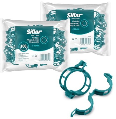 Sillar 200 Stück Pflanzenringe Ø 22 mm – Pflanzenclips für Orchideen, Schnellclips für Tomaten & Gurken, Flexible Rankhilfe aus Kunststoff Clips zur Fixierung, Garten-Ringe