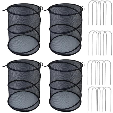 XIAOXIAOYU Tenda di protezione per rete di protezione ad apertura rapida, 4 pezzi tenda anti-insetti con 16 per fioriere, balcone, terrazza fragole