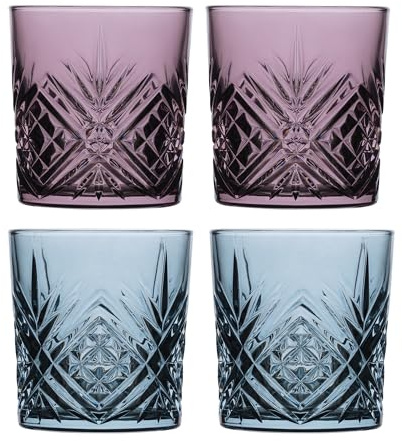 Cristal D'arques Ultime Lot de 4 verres colorés courts 300 ml d'inspiration vintage Couleurs vives Passe au lave-vaisselle Style français pour les moments du quotidien