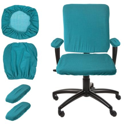 QUARKZMAN Housse De Chaise De Bureau Avec Protège-Accoudoirs Pour Chaise De Bureau Tournante, Chaises De Bureau Vert Foncé