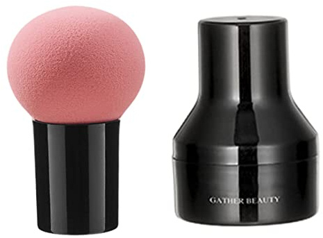 Svamp sminkborstar pulverpuff, kosmetiska svampar med handtagsfodral, makeupsvamp applikator för flytande pulver