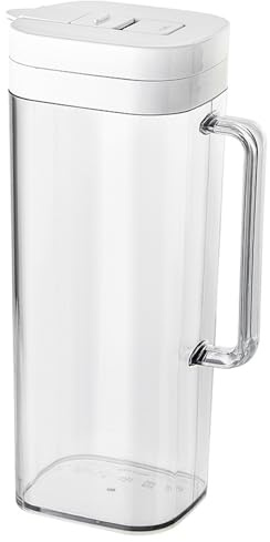 Jarra de 2 cuartos Jarra de agua transparente de plástico de 2 litros para refrigerador con manija y cerradura de interruptor Contenedor de agua a prueba de fugas con tapa para refrigerador, jug-