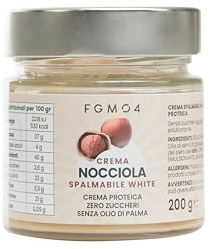 FGM04 Food Creme Spalmabili, Proteiche, 100% Made in Italy (Nocciola White) | Crema proteica, senza zuccheri aggiunti né olio di palma.