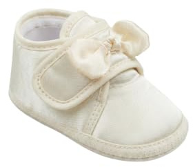 SIRRI Unisex babyskor med satinrosett, barnvagnsskor, dopskor, bröllopsskor med mjuk sula, lära-gå-skor